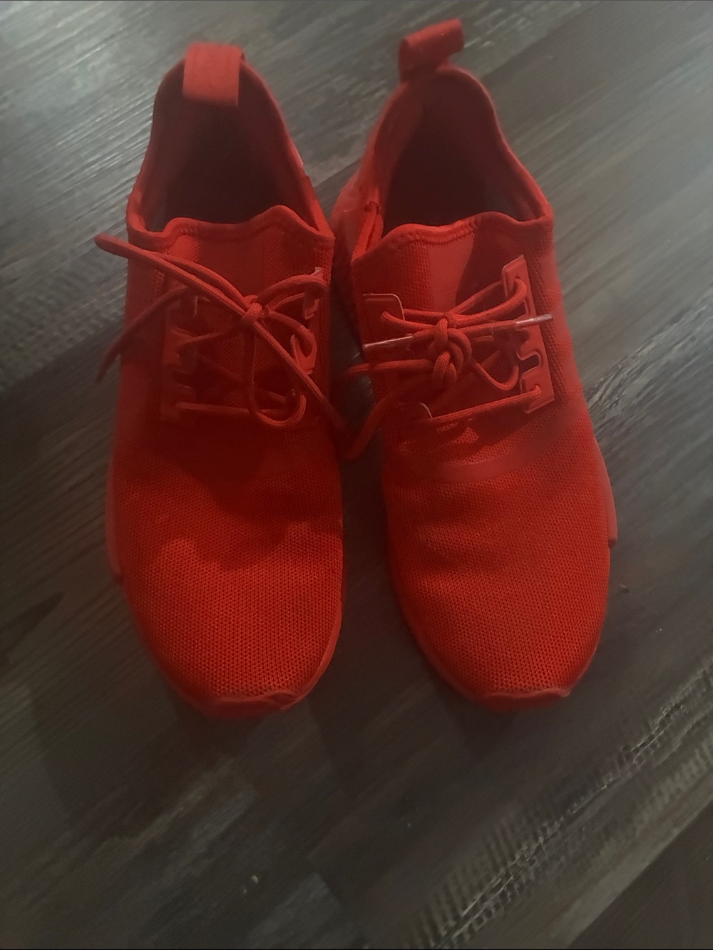 Adidas Bold Red Knit Lace-Up Sneakers
